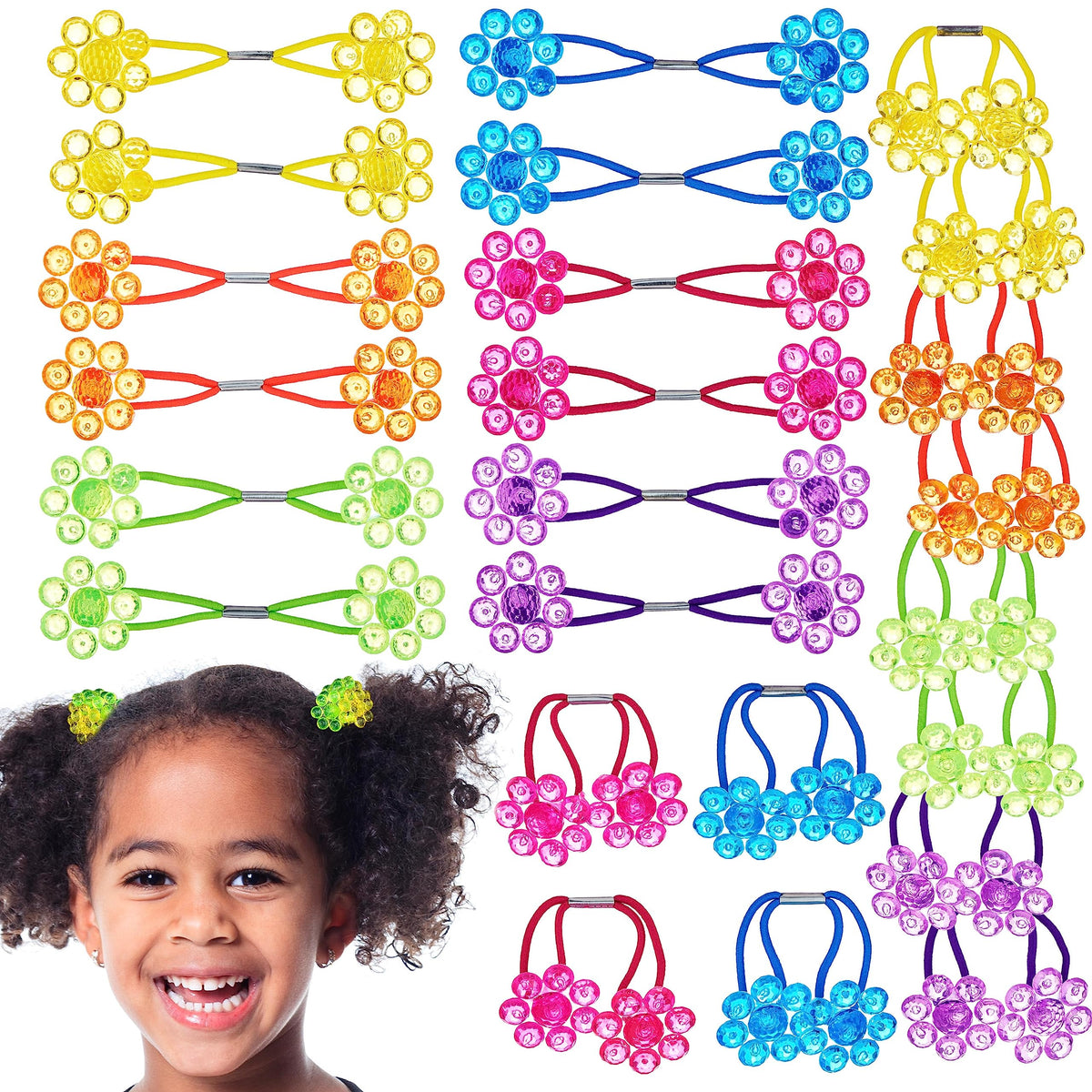 24pc Ponytailers Ponytail Balls Hair Elastics, 16mm-Value Pack