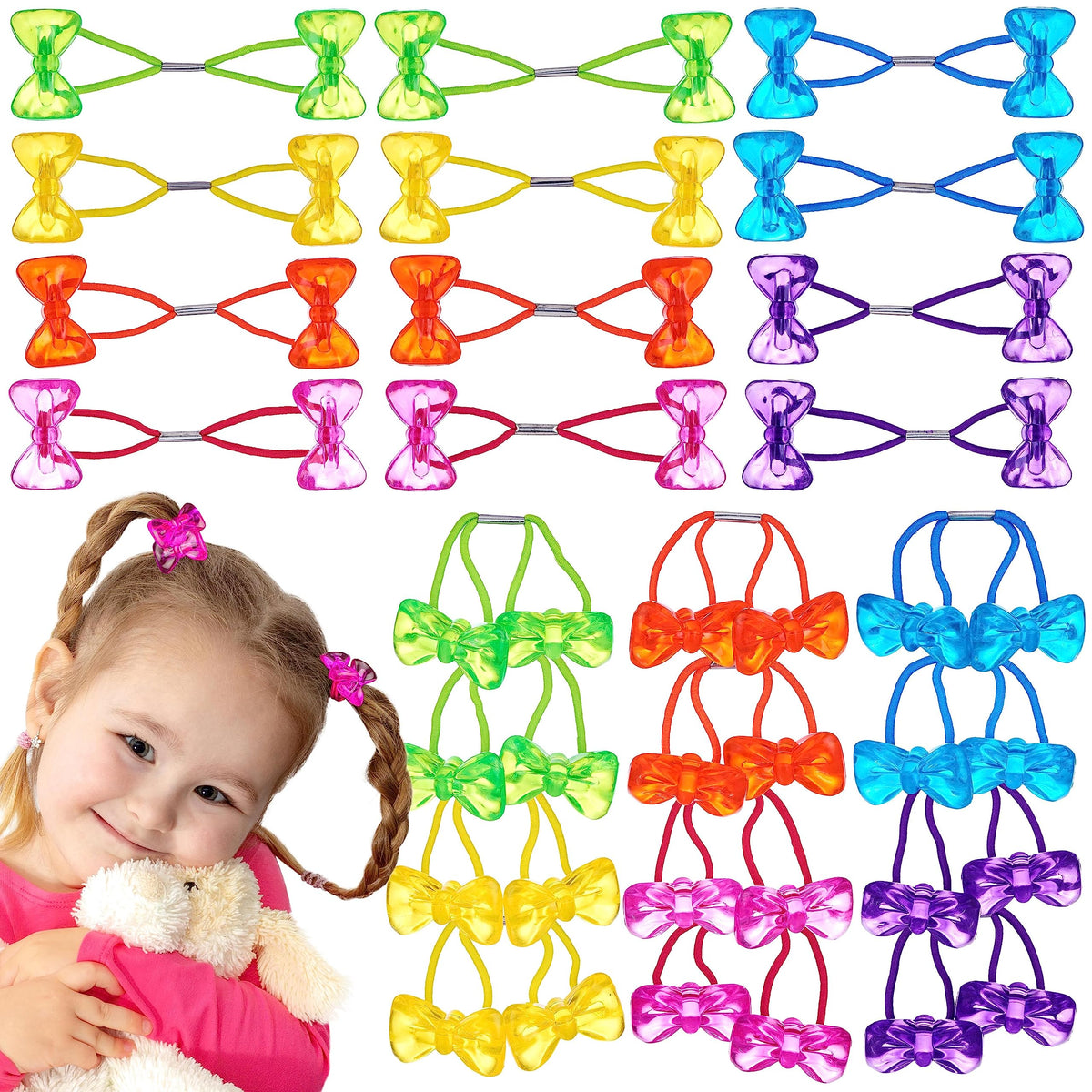 24pc Ponytailers Ponytail Balls Hair Elastics, 16mm-Value Pack