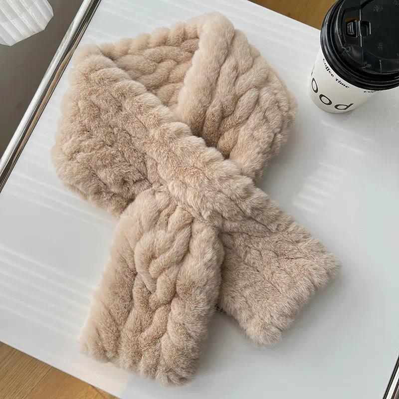 Women’s Soft Plush Plain Polyester Knit Scarf - Solid Beige, Khaki, White Inelastic Neck Wrap, No-Shedding Warm Casual Weekend Accessory, Hand Wash or Dry Clean Only, Inelastic Wrap, Casual Wear, Plain Solid, Weekend Out, Weekend Use