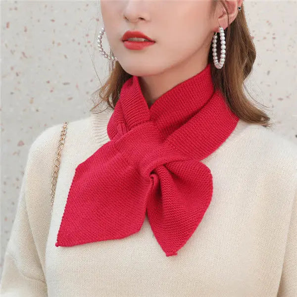 BIGWIG Women's Knitted Terry Scarf - Winter Warm Solid Color, Sweet Retro, Fashionable Knotted Fishtail, Casual Soft Shawl