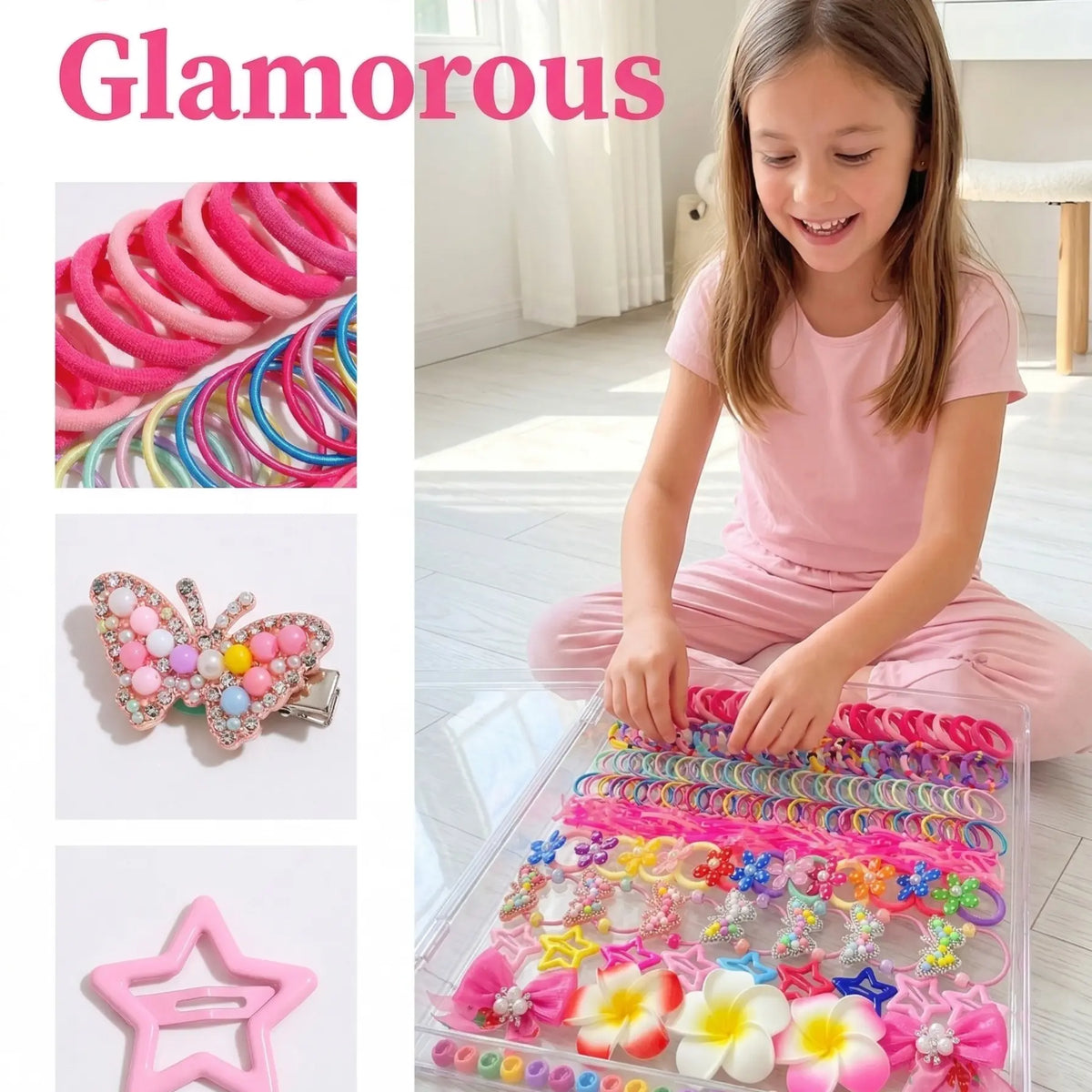 546 Pcs Girls' Hair Accessories Set, Colorful Cartoon Hair Clips, Flower Barrettes & Elastic Hair Ties for Daily Wear, School & Birthday Gifts