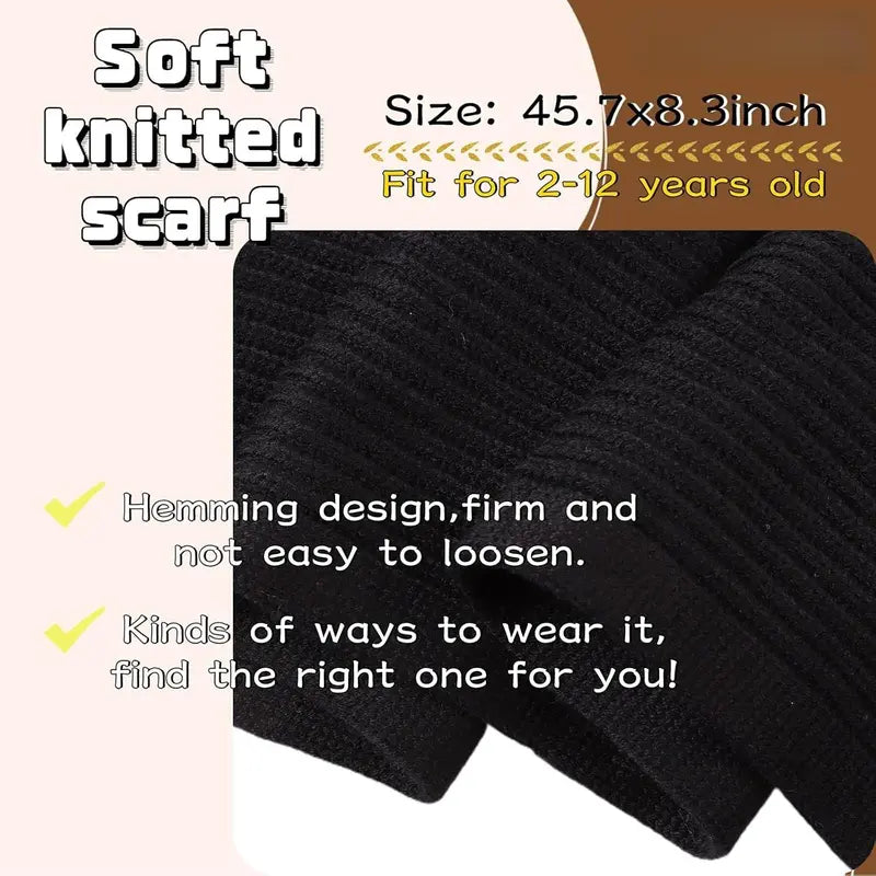 P-HDW05 Kids Scarf Soft Warm Knit Neck Warmer Winter Classic Scarf for Boys Girls