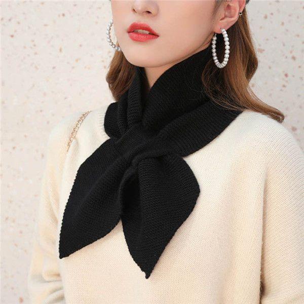 BIGWIG Women's Knitted Terry Scarf - Winter Warm Solid Color, Sweet Retro, Fashionable Knotted Fishtail, Casual Soft Shawl