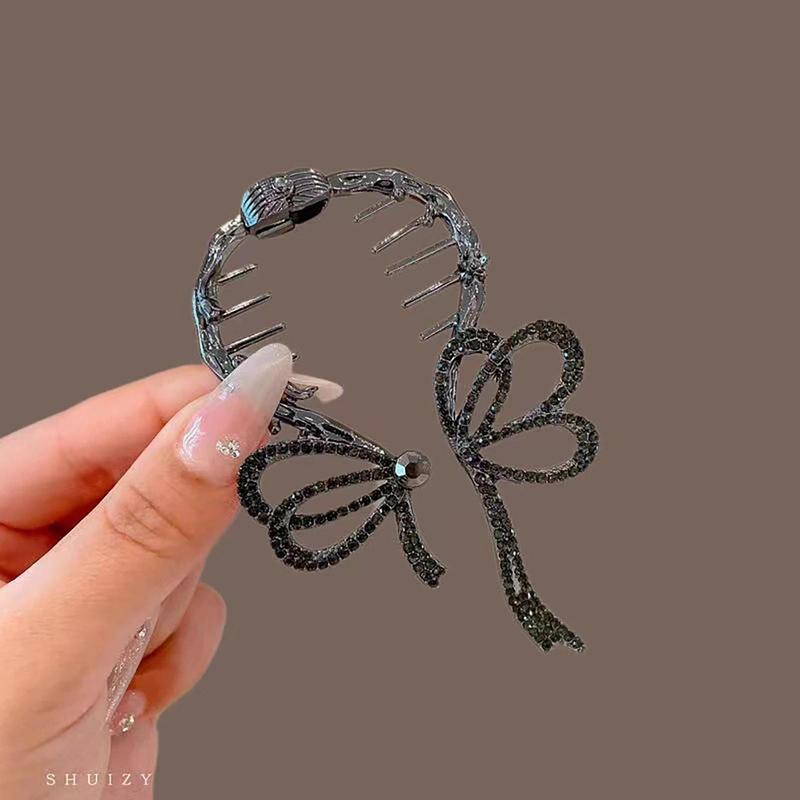 Women's Chinese-Style Alloy-Resin Bling Butterfly Hair Clip with Tassel Holders, Elegant Bun Claw, Ponytail Holder, One Size for Engagement, Anniversary, Business Occasions