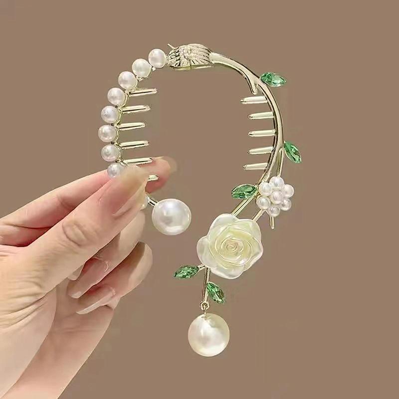 Women's Chinese-Style Alloy-Resin Bling Butterfly Hair Clip with Tassel Holders, Elegant Bun Claw, Ponytail Holder, One Size for Engagement, Anniversary, Business Occasions