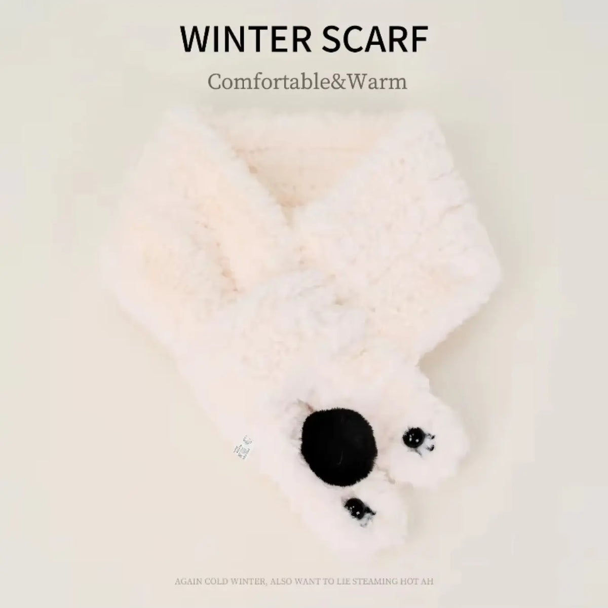 Cute design furry scarf for women, new winter style fluffy bear paw, lazy crossover wear warm neck wrap