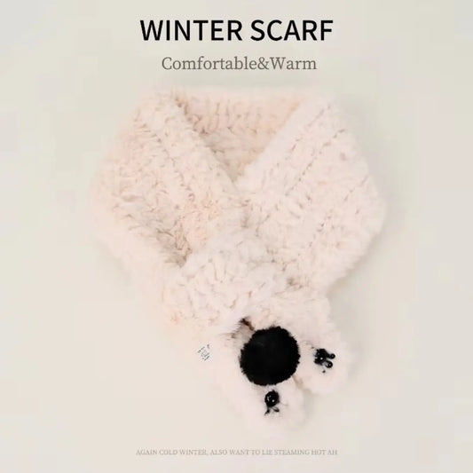 Cute design furry scarf for women, new winter style fluffy bear paw, lazy crossover wear warm neck wrap
