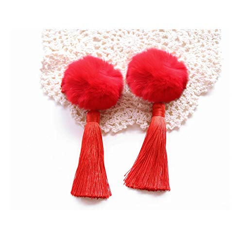CÉLLOT 6Pcs Chinese Style Hairy Furry Balls Bows Clips for Girls Kids Child