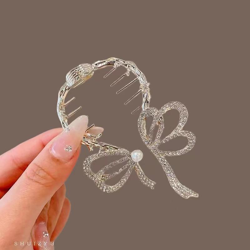Women's Chinese-Style Alloy-Resin Bling Butterfly Hair Clip with Tassel Holders, Elegant Bun Claw, Ponytail Holder, One Size for Engagement, Anniversary, Business Occasions