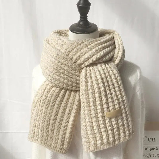 Unisex Plain Classic Wool Blend Wind-Resistant Knit Scarf - Dense Weaving, Generous Length, Neutral Tones, Breathable, Hand Wash, Unisex Couple Matching Winter Accessory, Daily Wear, Black
