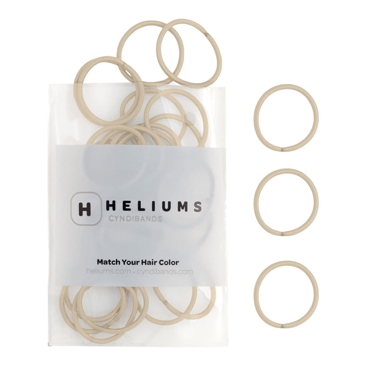 Heliums Small Hair Ties - Gray - No Damage Mini 1 Inch Reusable 2mm Elastics for Thin Hair and Kids, Neutral Ponytail Holders - 48 Count