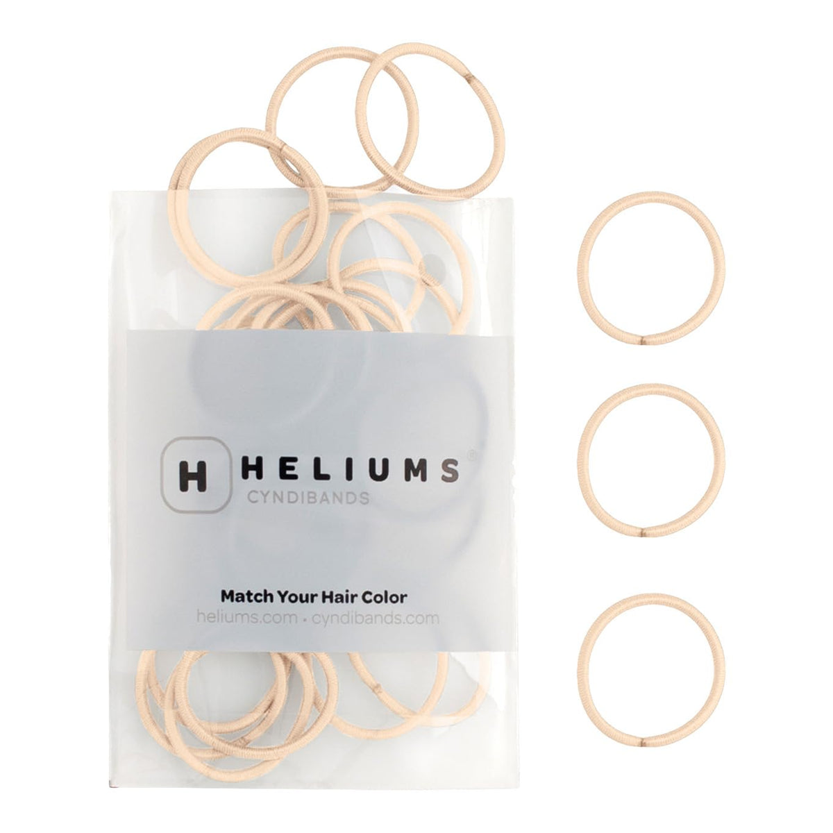 Heliums Small Hair Ties - Gray - No Damage Mini 1 Inch Reusable 2mm Elastics for Thin Hair and Kids, Neutral Ponytail Holders - 48 Count