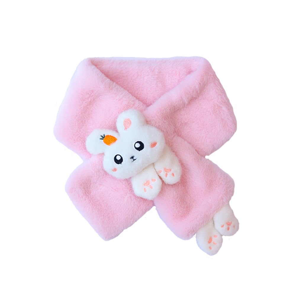 Ruby&Tang Toddler Girl Scarf Warmer Kids Bunny Scarves Outdoor Furry Rabbit For Children 2t 3t 4t 2-9Years