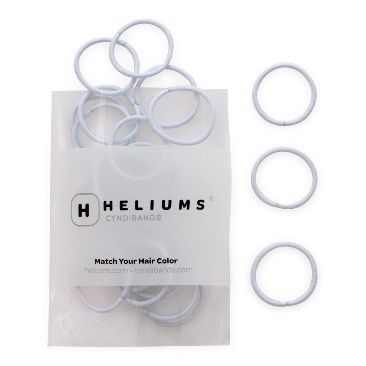 Heliums Small Hair Ties - Gray - No Damage Mini 1 Inch Reusable 2mm Elastics for Thin Hair and Kids, Neutral Ponytail Holders - 48 Count