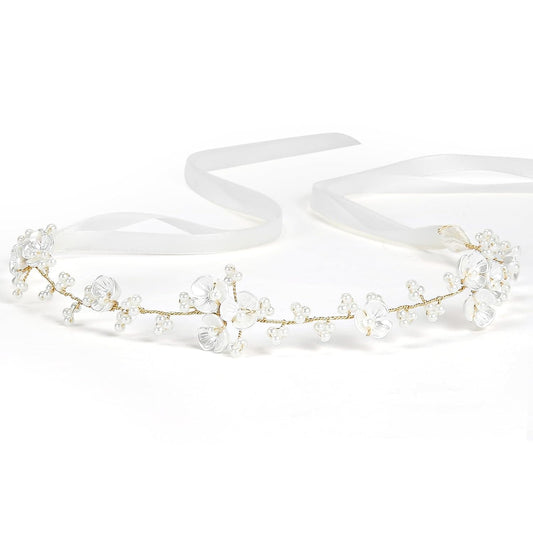 Tanfeine Flower Girl Hair Accessory, Pearl Headpiece for Girls and Women, Wedding, Birthday, Party, and First Communion