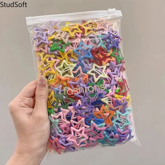 100pcs Candy Color Star Hair Clips for Girls, Cute Tiny Claw Clip Barrettes, Non-slip Hair Accessories for Daily Styling, Cute Hair Accessories, Tiny Claw Clip Girl,sohochic
