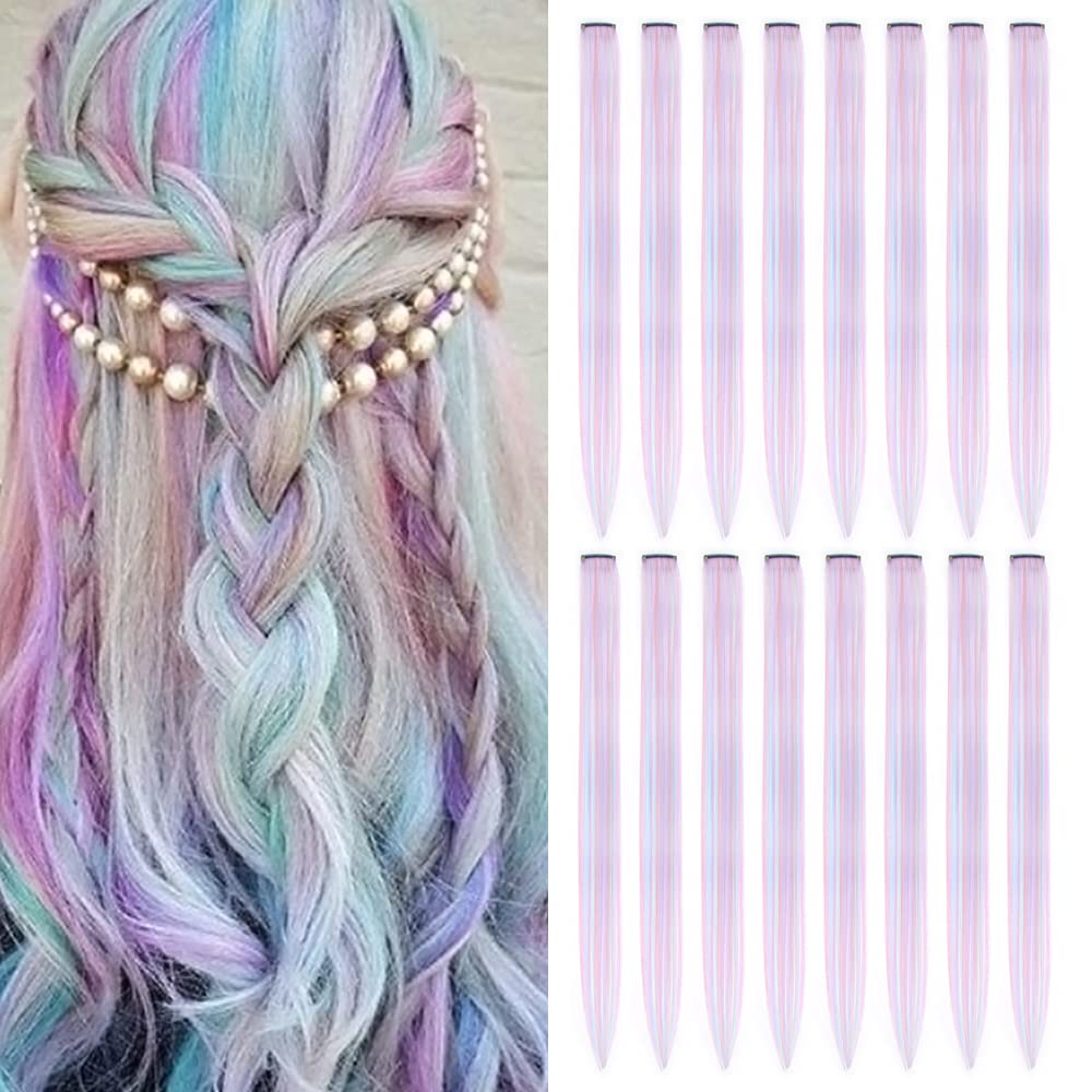 32Pcs Colored Hair Extensions 20Inch Straight Clip in on Hairpieces