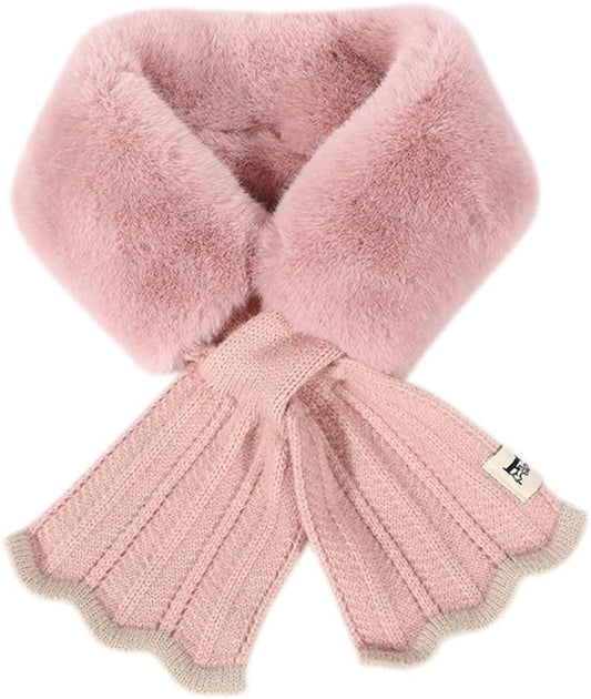 INOGIH Kids Girls Winter Fur-Collar-Scarf Cold-Weather Warm-Neck-Shrug for 5-10 Years Old