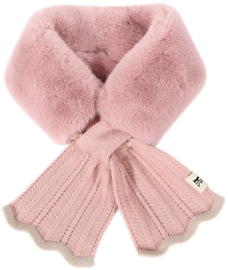 INOGIH Kids Girls Winter Fur-Collar-Scarf Cold-Weather Warm-Neck-Shrug for 5-10 Years Old