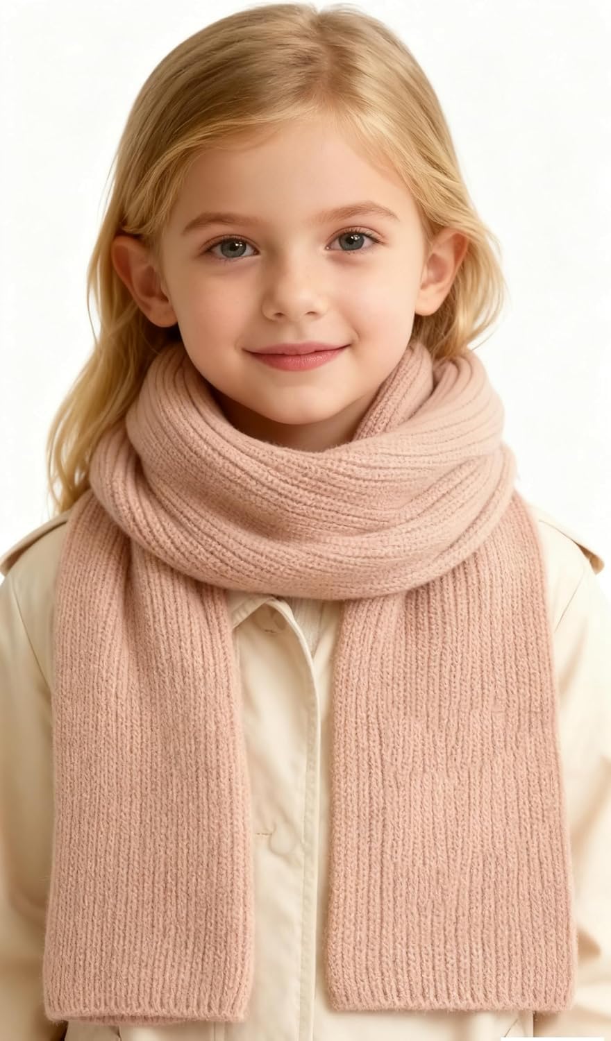 INOGIH Kids Winter Soft Warmer Knit Scarf Fashion Solid Color Toddler Baby Scarves Neck Warmer for Boys Girls