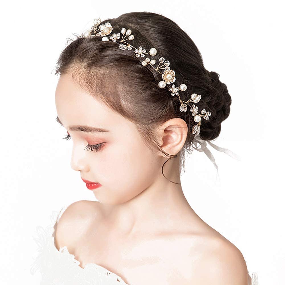 Flower Girl Hair Accessory Pearls White Floral Cute Elegant Hair Pin for Bridesmaid Wedding Dress Shows Children' Day Party