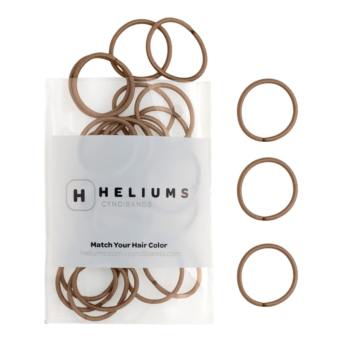 Heliums Small Hair Ties - Gray - No Damage Mini 1 Inch Reusable 2mm Elastics for Thin Hair and Kids, Neutral Ponytail Holders - 48 Count
