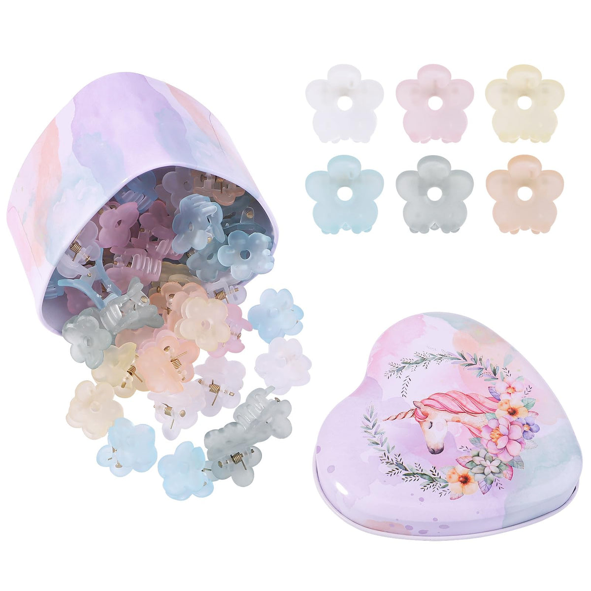 128PCS Baby Girls Mini Hair Claw Clips Flower Hair Hair Accessories Barrattes for School Girls Kids Teens