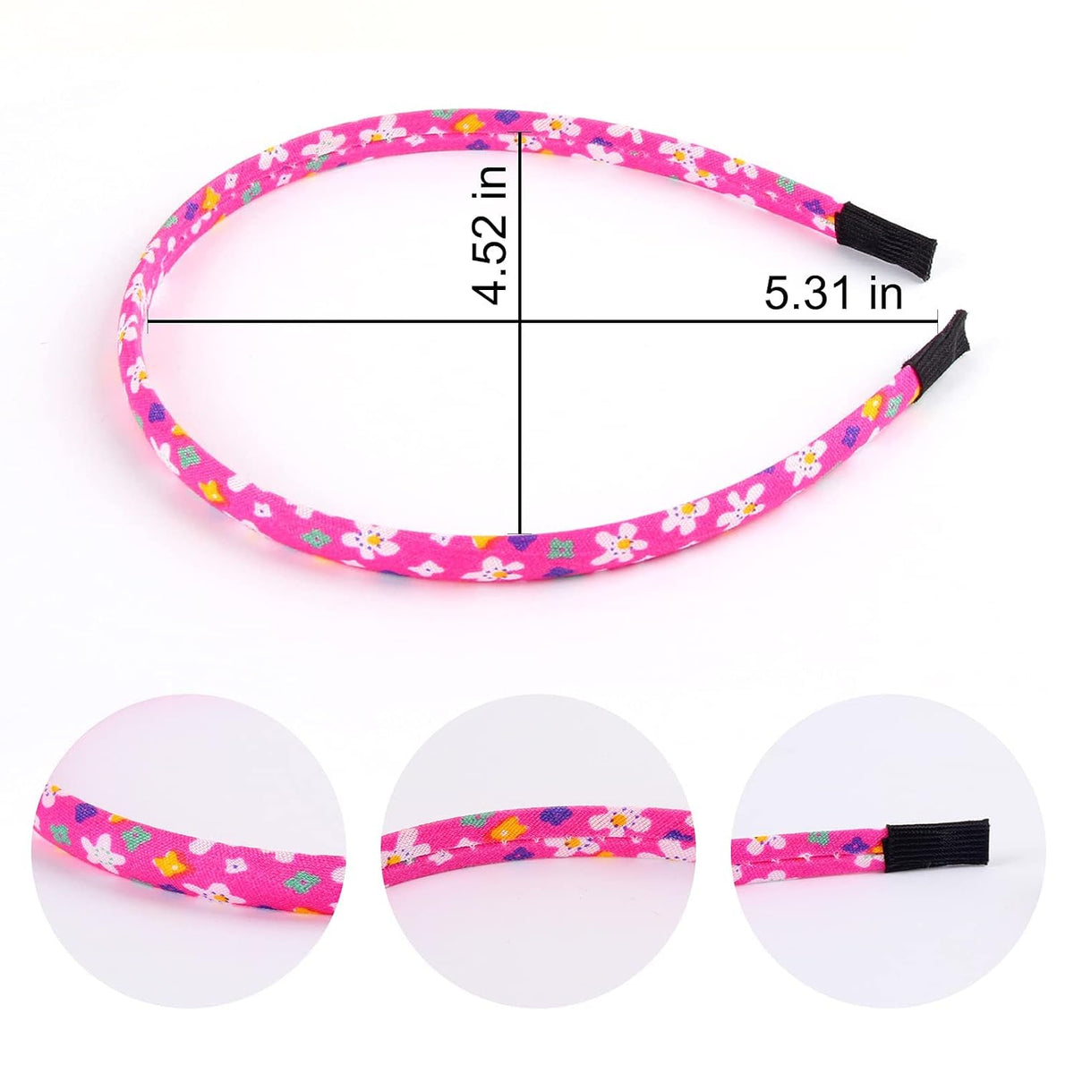 Fishdown Headbands for Girls 12Pcs Thin Head Bands for Girls Hairbands for Toddler Floral Cloth Fabric Covered Headband Birthday Party Favors