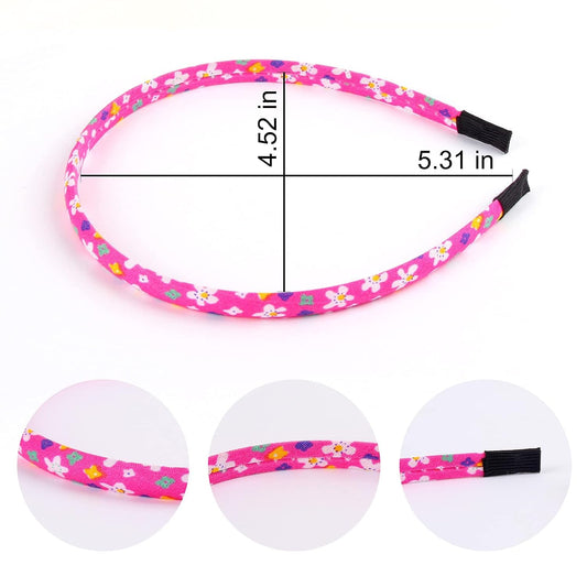 Fishdown Headbands for Girls 12Pcs Thin Head Bands for Girls Hairbands for Toddler Floral Cloth Fabric Covered Headband Birthday Party Favors