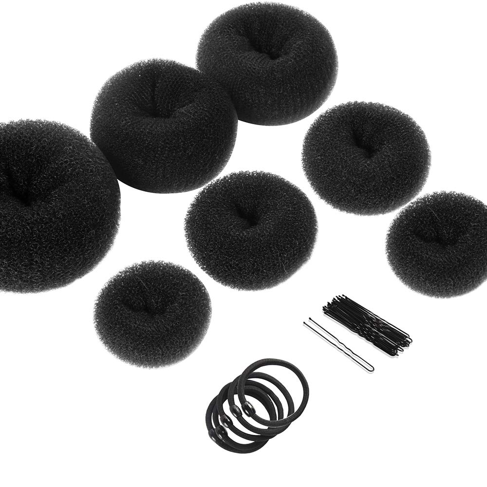 Teenitor Hair Bun Maker, 7pcs Bun Donuts for hair Buns(1 Extra-Large, 2 Large, 2 Medium, 2 Small), Light Brown