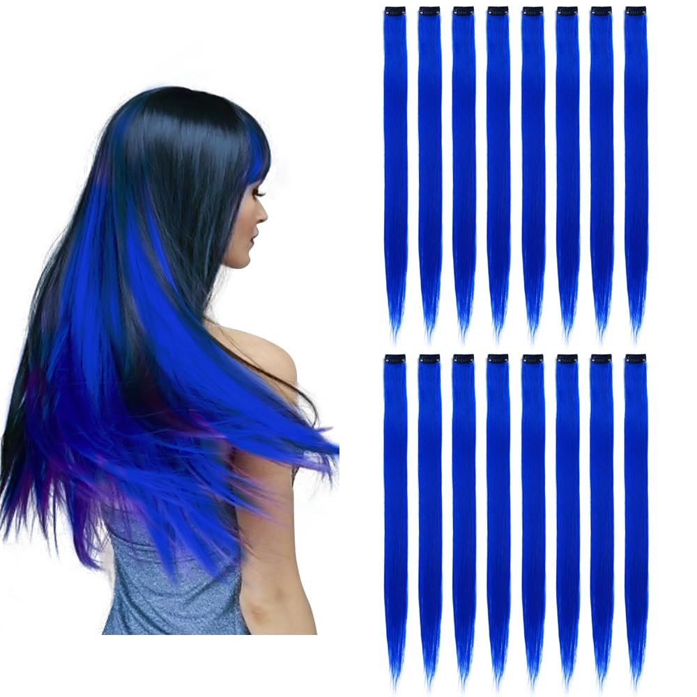 32Pcs Colored Hair Extensions 20Inch Straight Clip in on Hairpieces