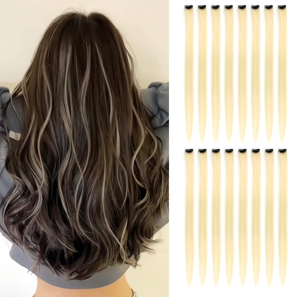 32Pcs Colored Hair Extensions 20Inch Straight Clip in on Hairpieces