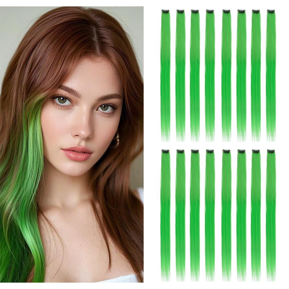 32Pcs Colored Hair Extensions 20Inch Straight Clip in on Hairpieces