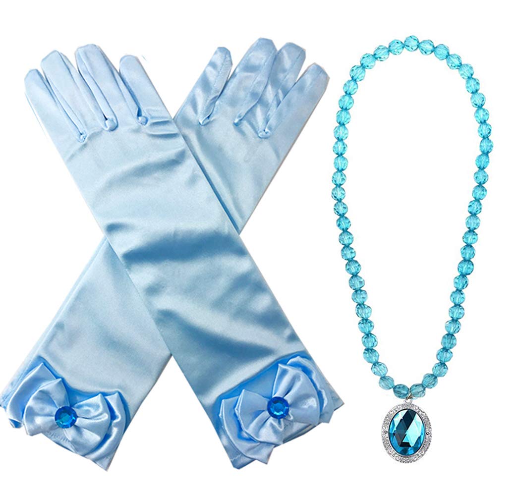 Princess Wig Braid with Tiara Necklace Gloves Princess Dress Up Costume Halloween Cosplay Accessories for Kids Girls