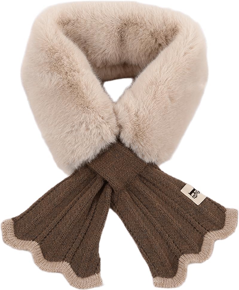 INOGIH Kids Girls Winter Fur-Collar-Scarf Cold-Weather Warm-Neck-Shrug for 5-10 Years Old