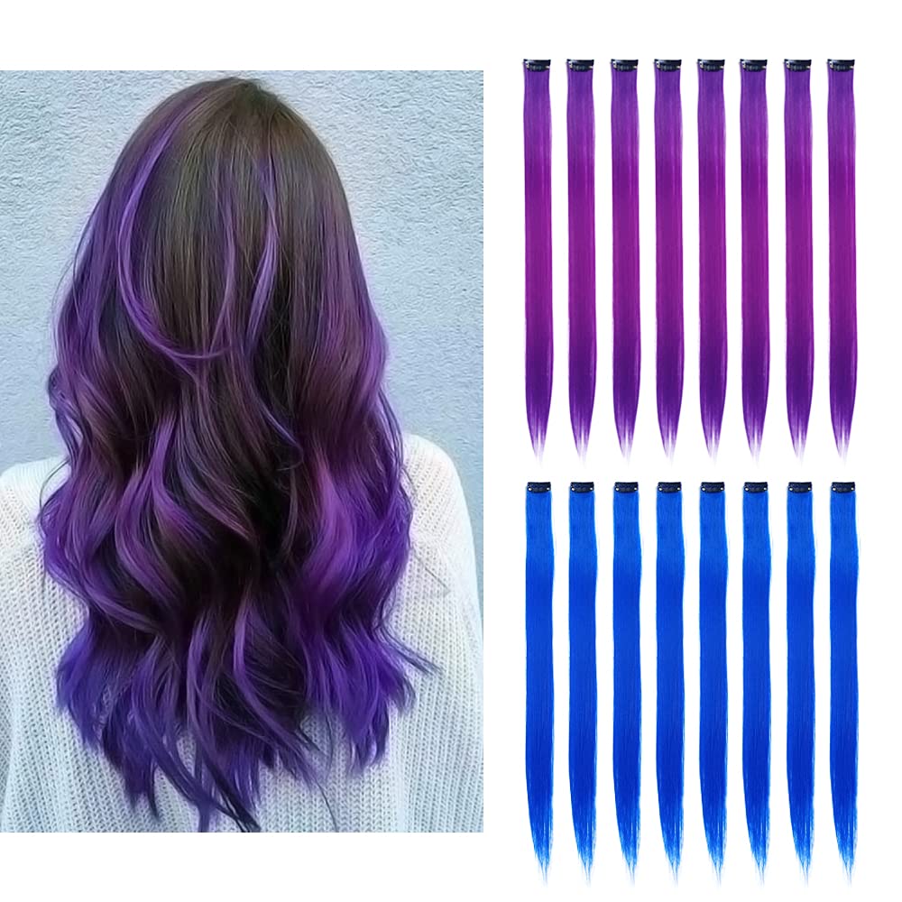 32Pcs Colored Hair Extensions 20Inch Straight Clip in on Hairpieces