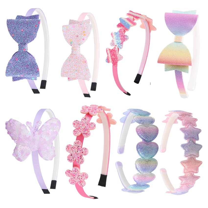 8PCS Headband for Girls,Cute Sparkly Girls Headband Glitter Hair Bands