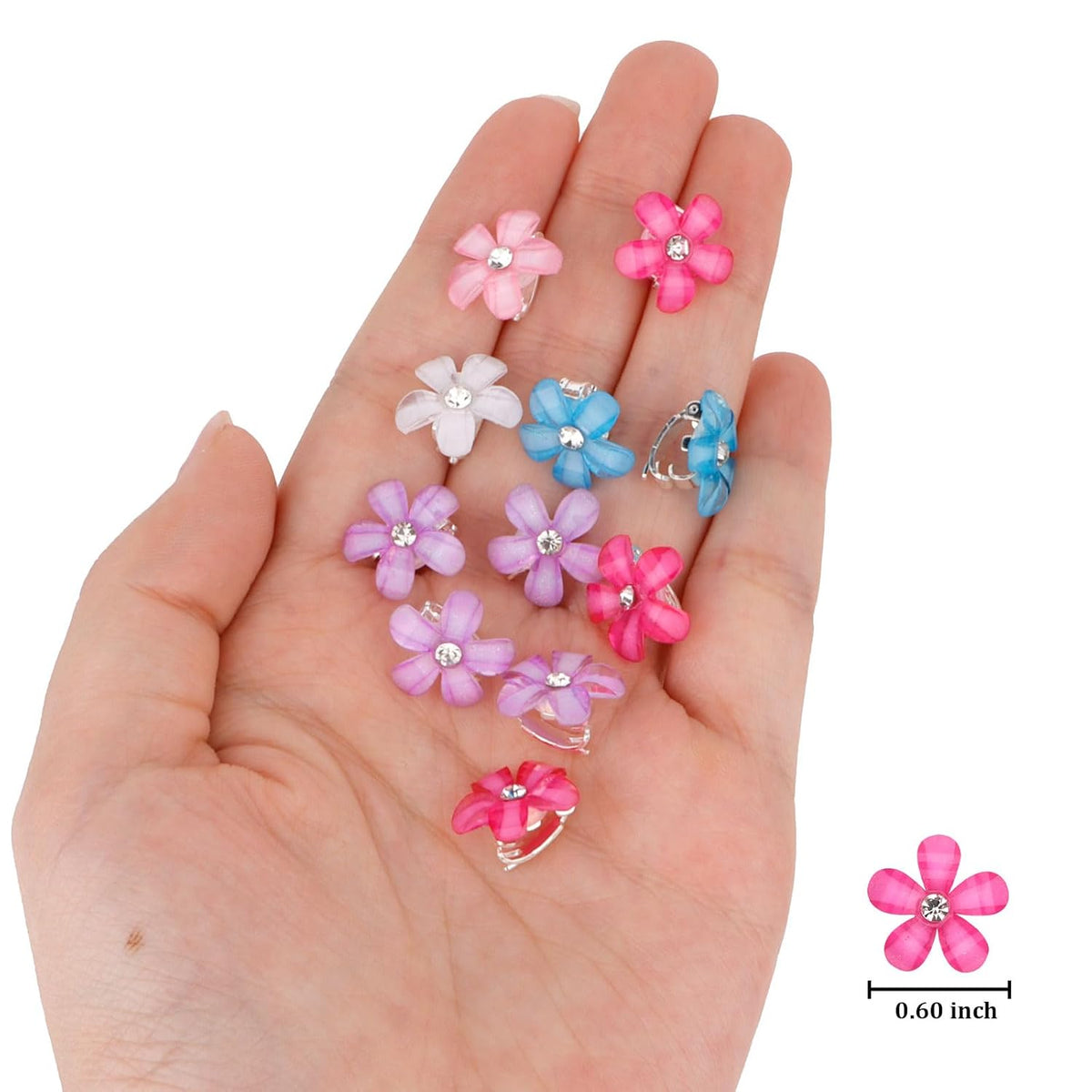 YISSION Colorful Rhinestone Hair Accessories - Mini Flower Hair Clips, Pins & Barrettes for Wedding, Bridal, Girls & Women