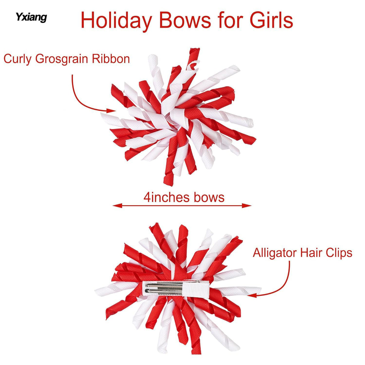2pcs Red Toddler Korker Bow Hair Clip Pigtail Bow Hair Accessories for Girl
