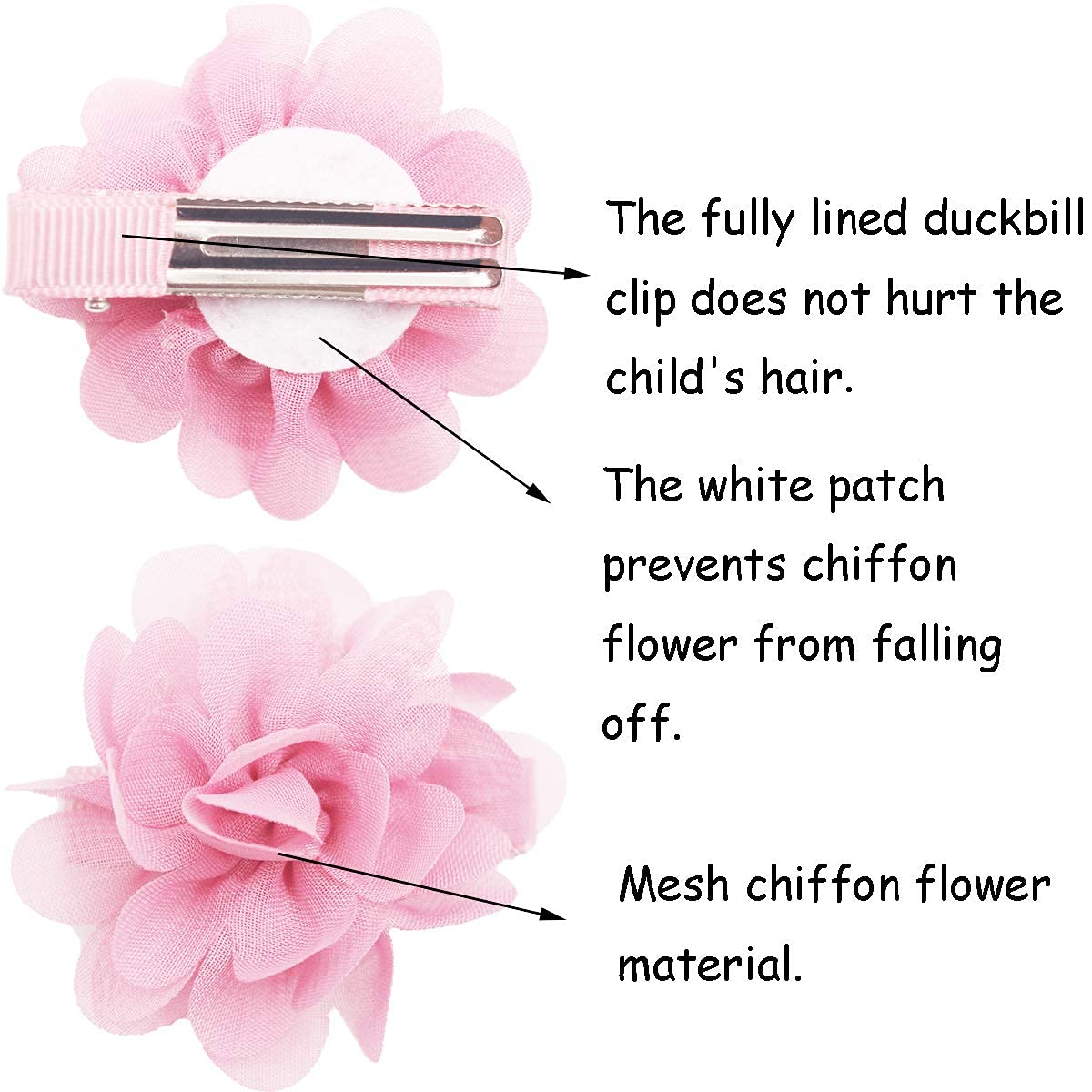 DED 40PCS 2" Chiffon Flower Hair Bows Clips for Girls Infants Toddlers