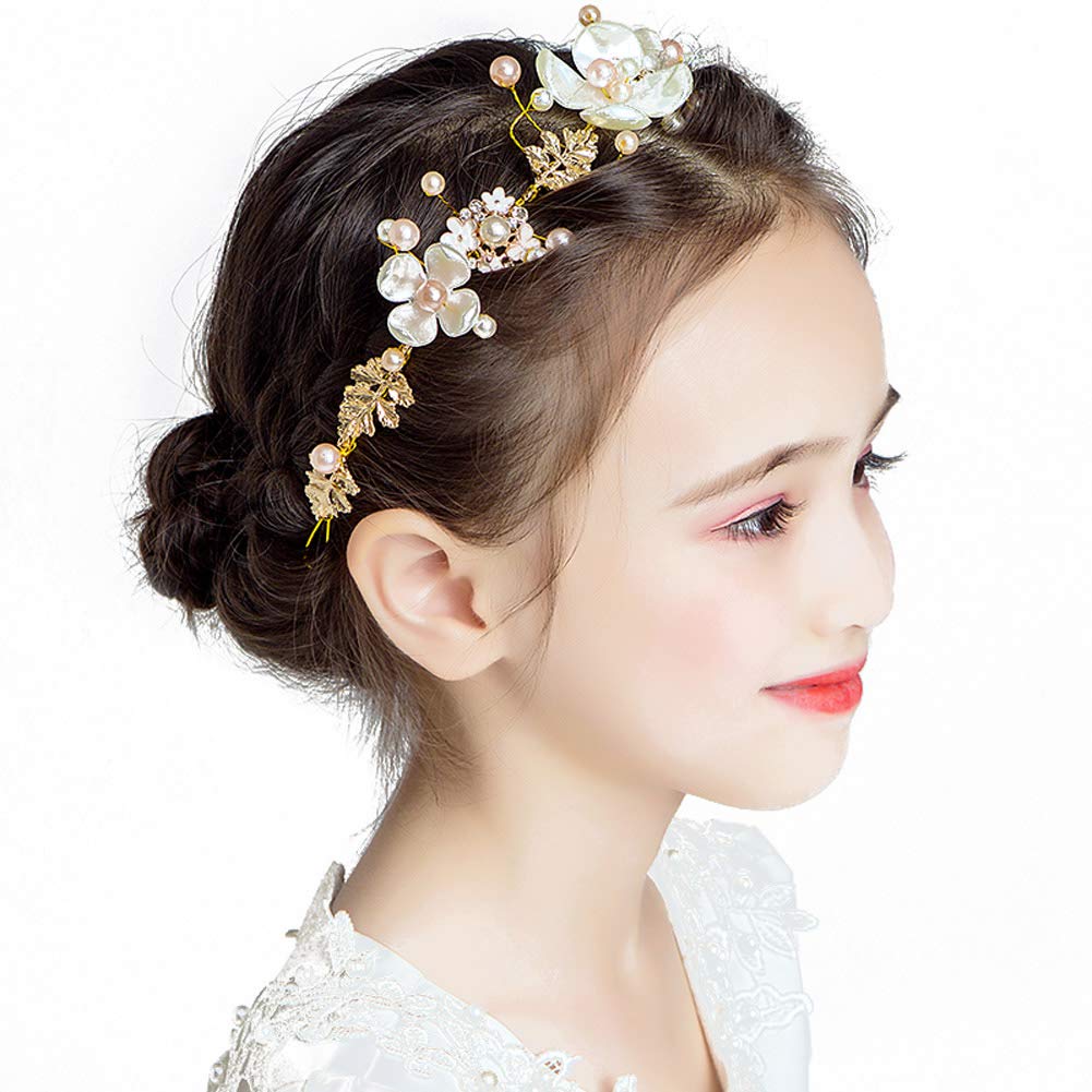 Flower Girl Hair Accessory Pearls White Floral Cute Elegant Hair Pin for Bridesmaid Wedding Dress Shows Children' Day Party