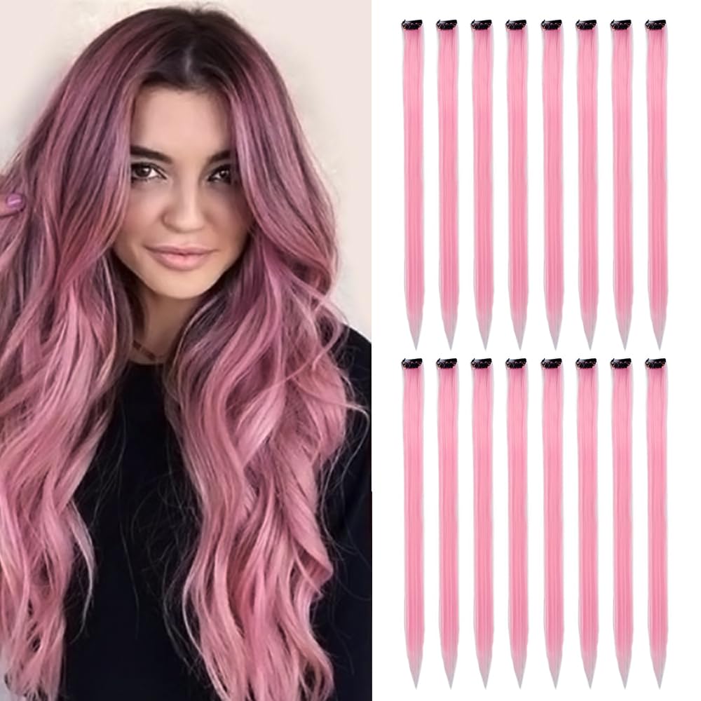 32Pcs Colored Hair Extensions 20Inch Straight Clip in on Hairpieces