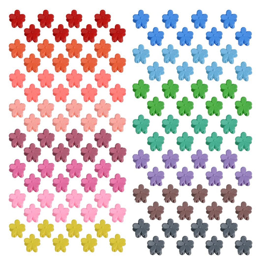 Mini Flower Hair Clip Flower Clips,Colorful Mini Hair Claw,for Women, Girls,Baby, Toddler Bangs Strong Grip Small Tiny Rainbow Hair Clips (50, Matte Colors)