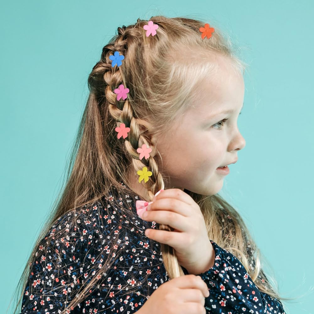 Mini Flower Hair Clip Flower Clips,Colorful Mini Hair Claw,for Women, Girls,Baby, Toddler Bangs Strong Grip Small Tiny Rainbow Hair Clips (50, Matte Colors)