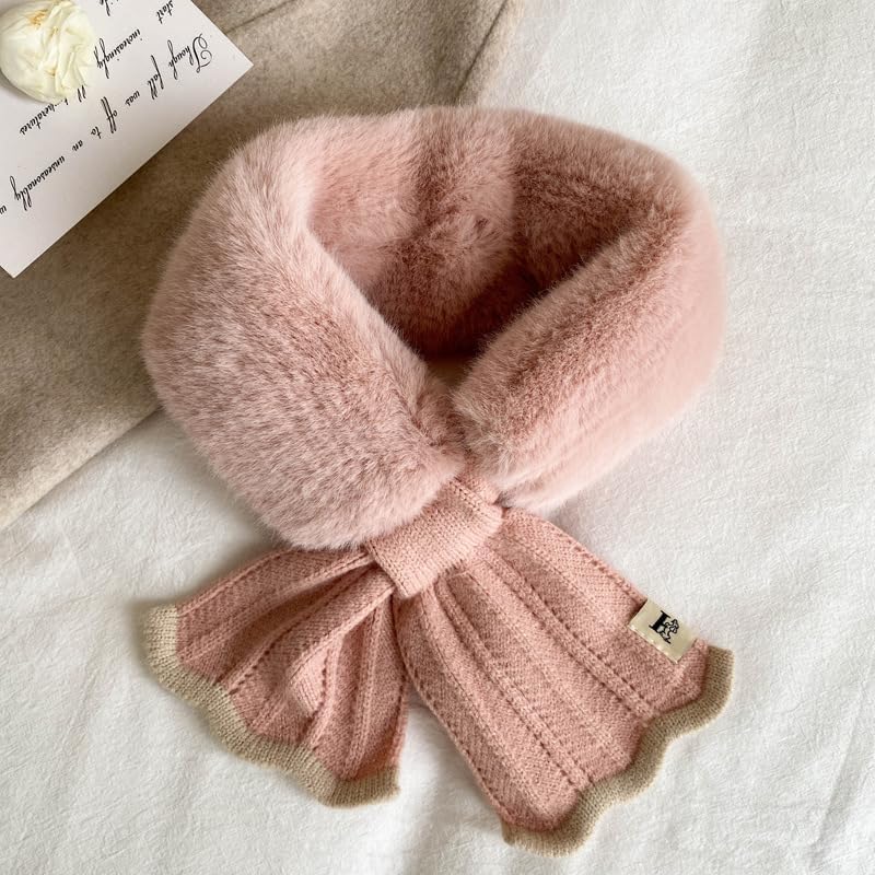 INOGIH Kids Girls Winter Fur-Collar-Scarf Cold-Weather Warm-Neck-Shrug for 5-10 Years Old