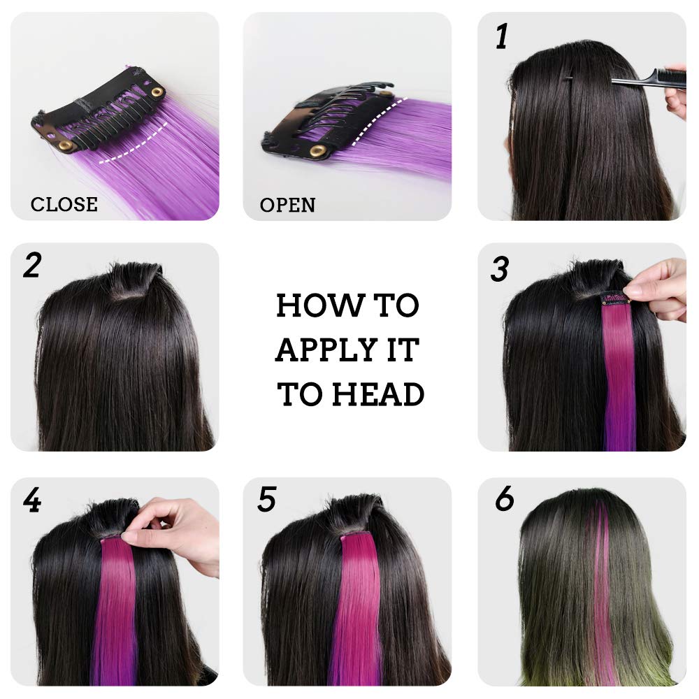 32Pcs Colored Hair Extensions 20Inch Straight Clip in on Hairpieces