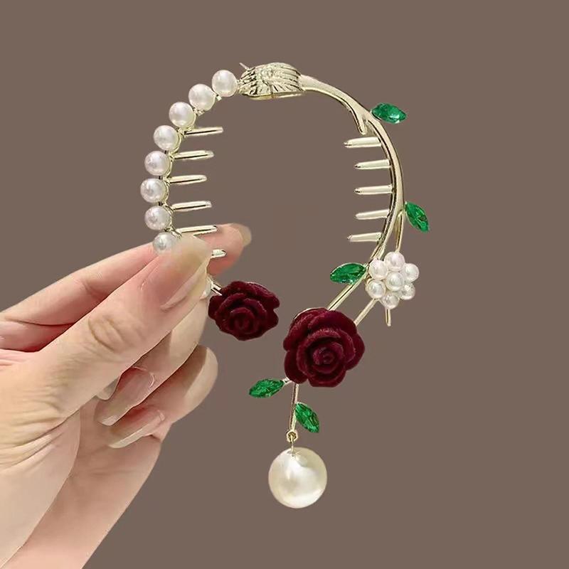 Women's Chinese-Style Alloy-Resin Bling Butterfly Hair Clip with Tassel Holders, Elegant Bun Claw, Ponytail Holder, One Size for Engagement, Anniversary, Business Occasions