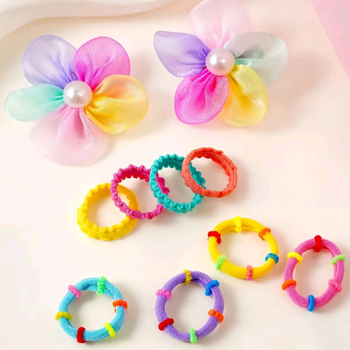 718pcs/Set (No Box) Girls' Pink Bowknot Hair Clips, Cute Princess Colorful Hair Accessories, High Elastic Durable Non-Damaging Hair Ties, Hair Bands, Rabbit Ear Hair Rings, Versatile Duck Clip Barrettes, Suitable For Daily Use