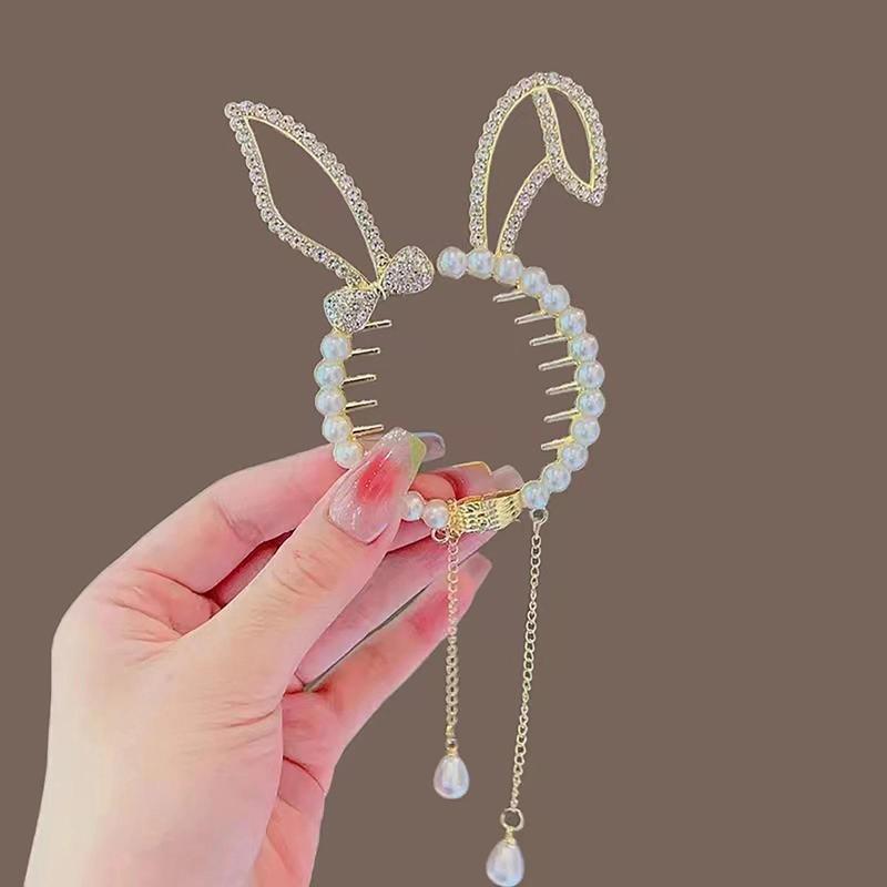 Women's Chinese-Style Alloy-Resin Bling Butterfly Hair Clip with Tassel Holders, Elegant Bun Claw, Ponytail Holder, One Size for Engagement, Anniversary, Business Occasions