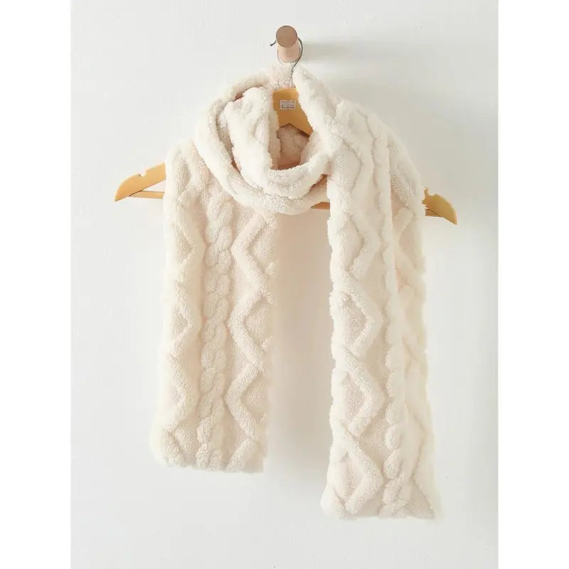 Cute 1pc Embossed Plush Scarf For Daily Women Accessories Women Winter Fall